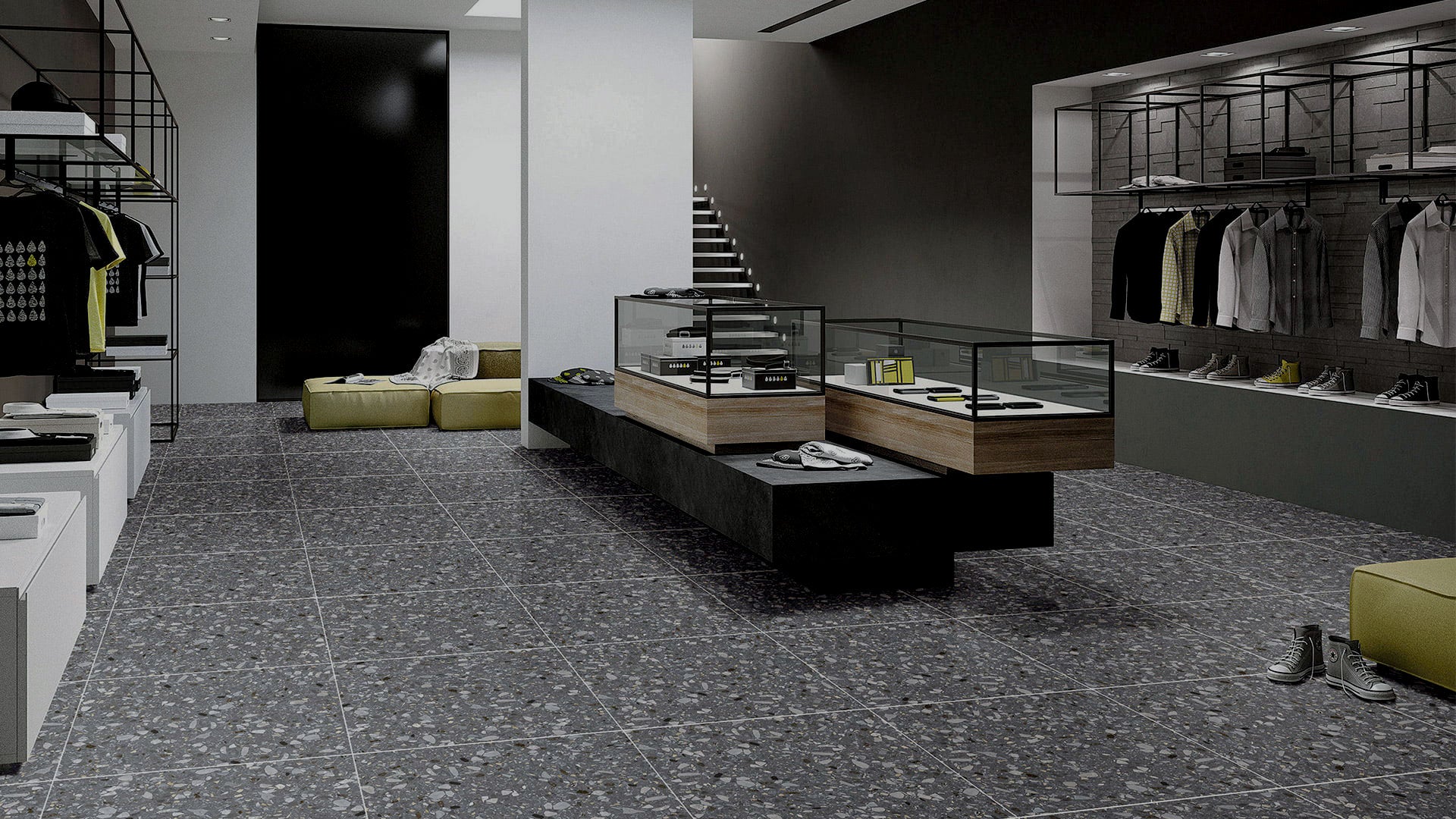 TERRAZZO STONE NERO 600X600 MATT SMOOTHGRIP