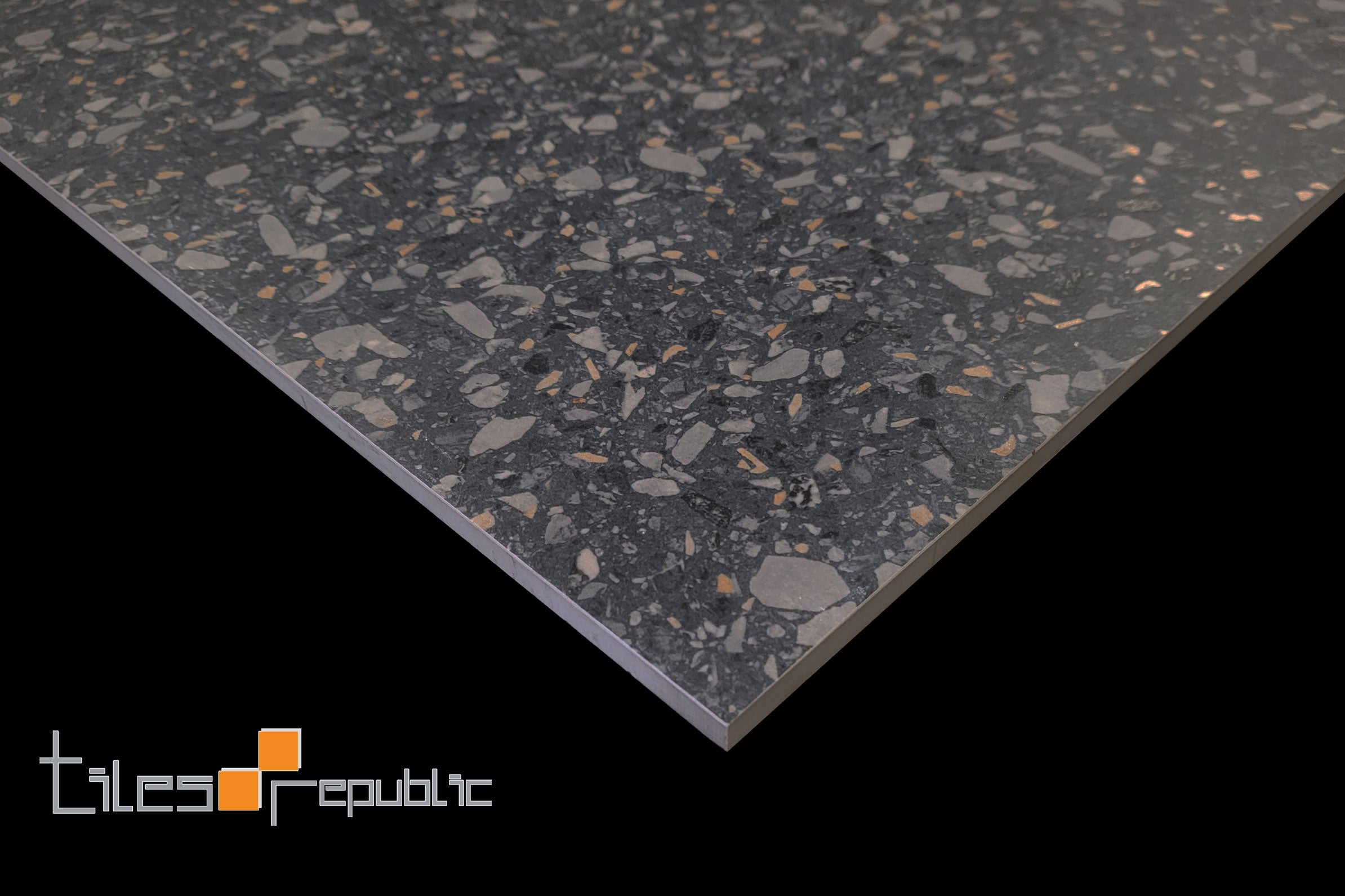 TERRAZZO STONE NERO 600X600 MATT SMOOTHGRIP