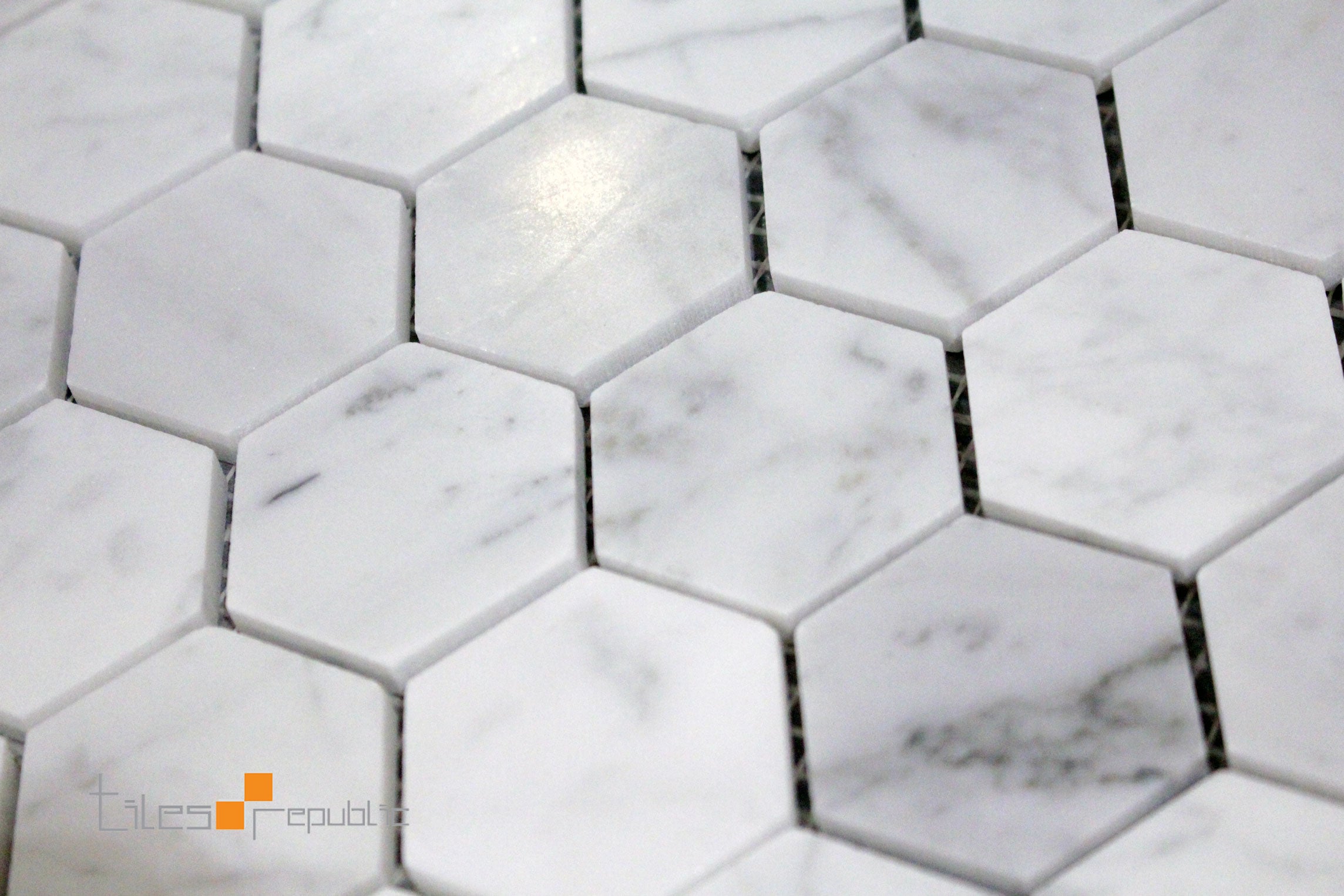 Carrara Marble Hexagon Honed Mosaic 298x310