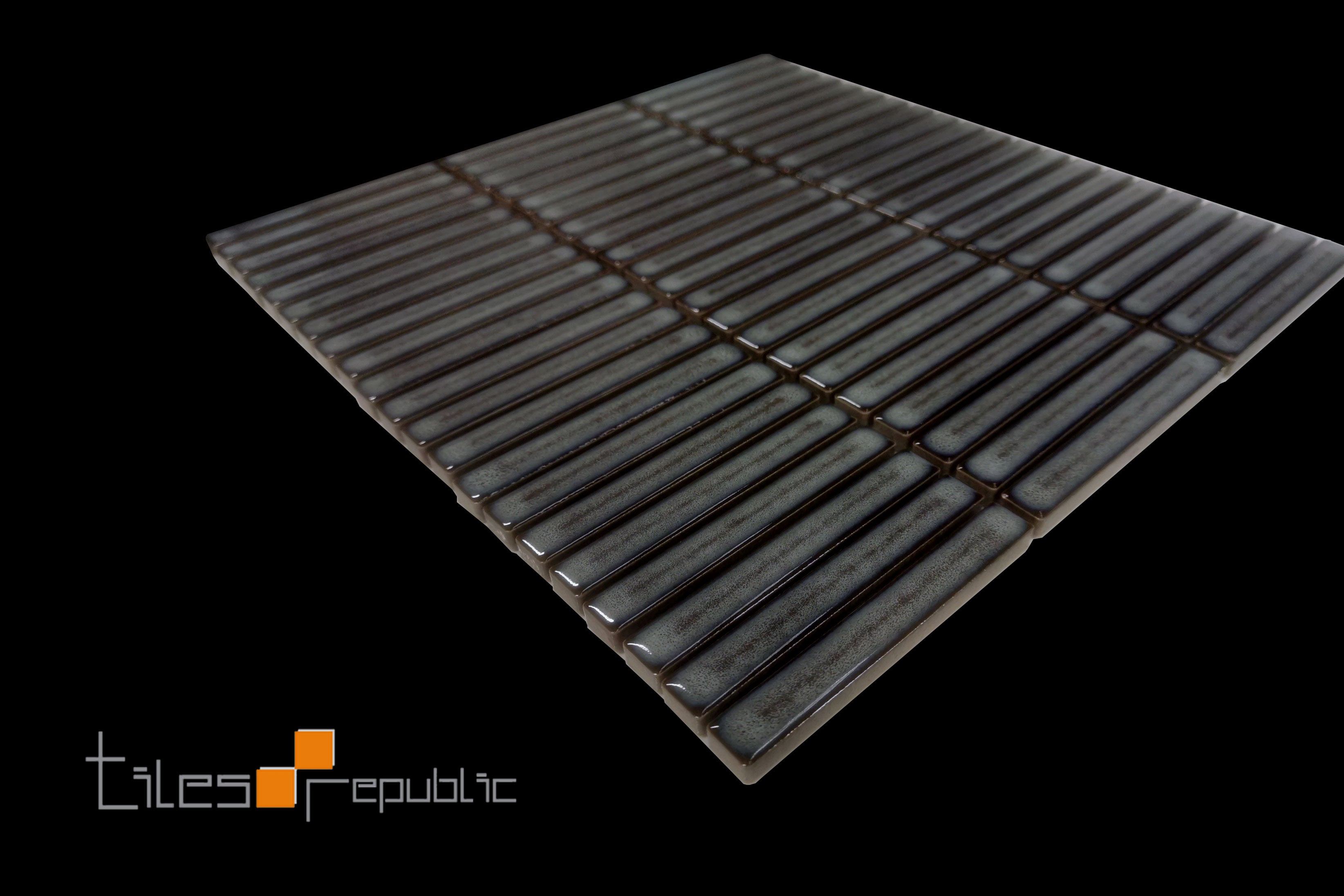 Yubi Steel Blue Gloss Kit Kat Mosaic Tile 284x296