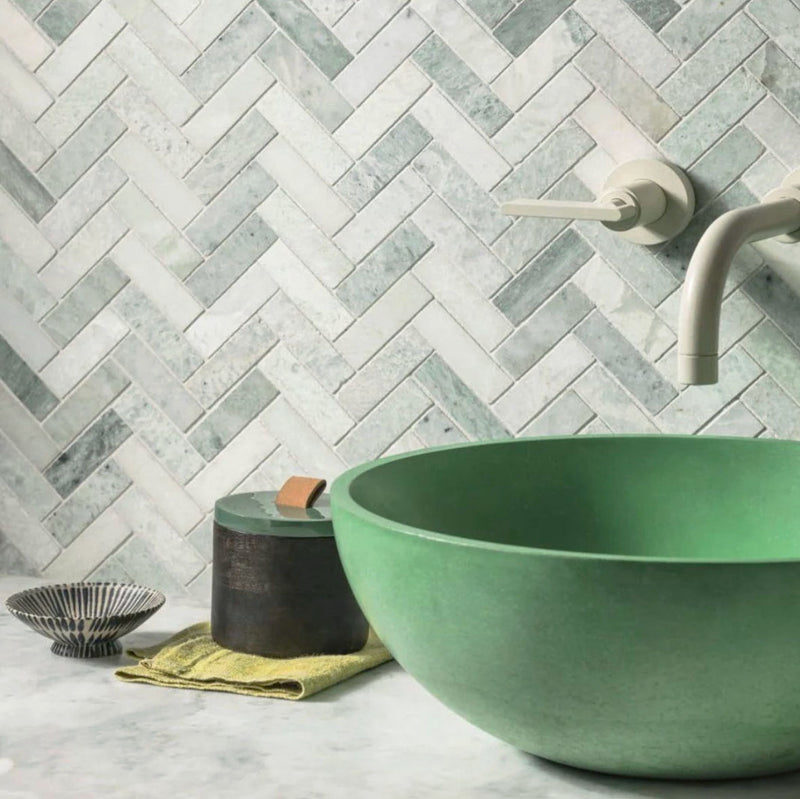 TUSCANY GREEN LONG HERRINGBONE 295X275X8MM