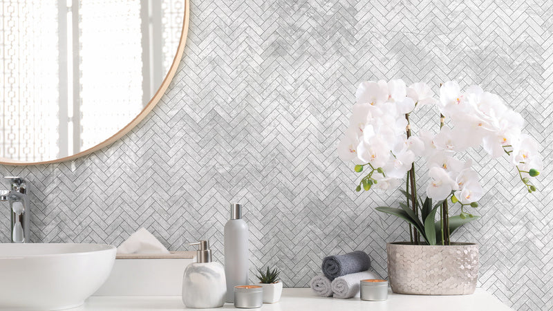 TUNDRA WHITE HERRINGBONE  MOSAIC 294x294MM MATT SMOOTH GRIP