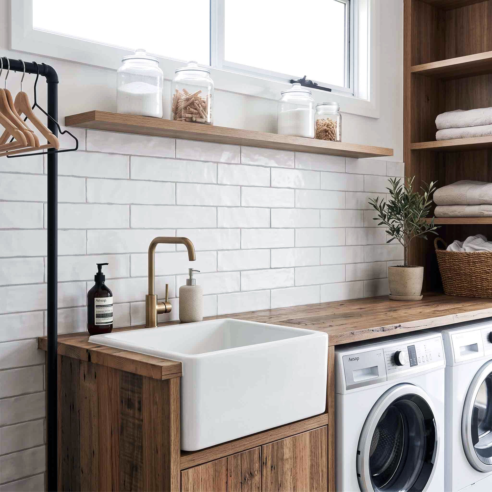 Mano White Gloss Handmade-Look 75x300 Subway Wall