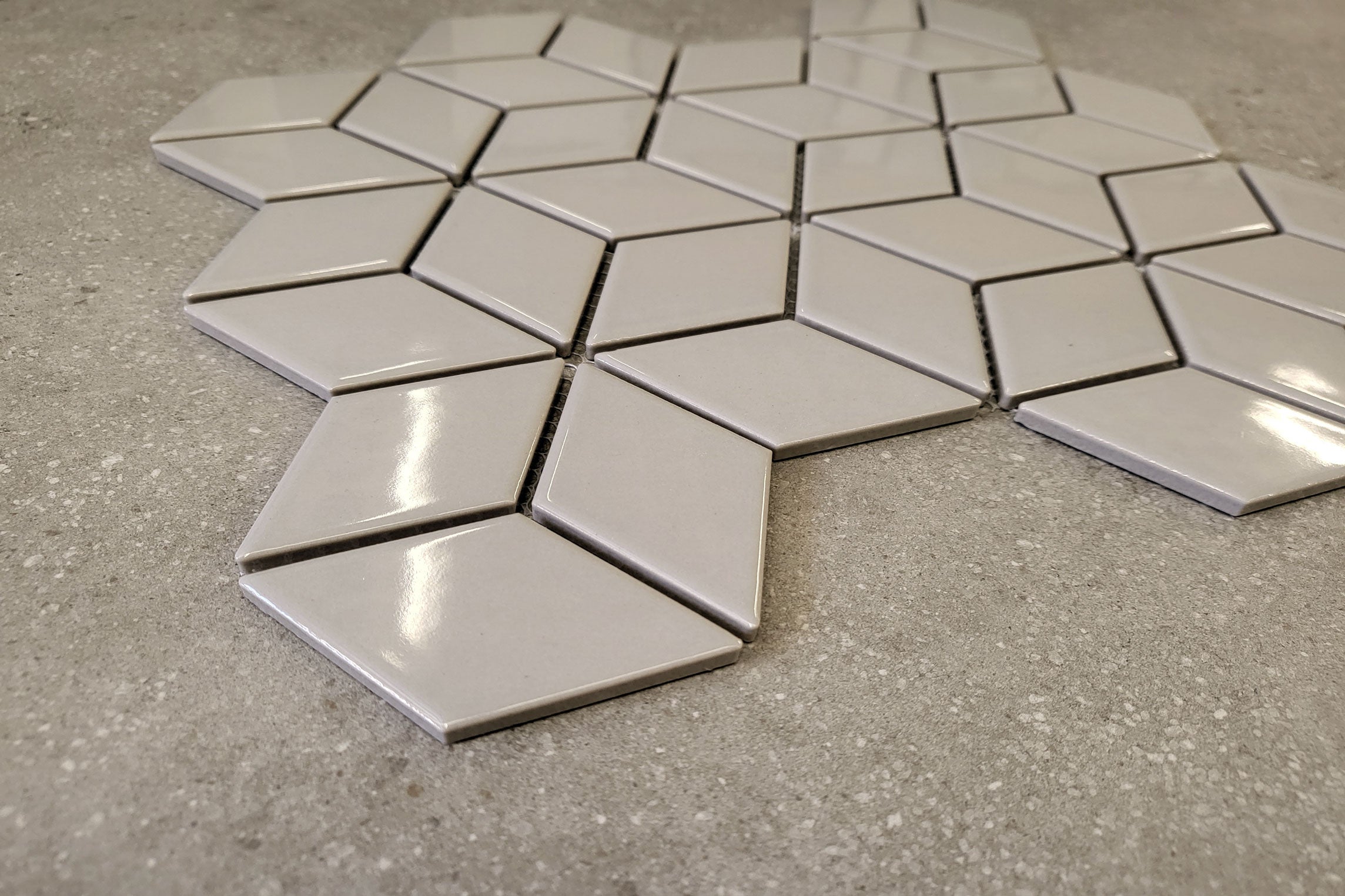 Rhomboid Diamond Grey Gloss Mosaic 266x305
