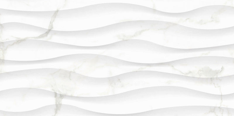 Carrara Marble Wave White Gloss 300x600