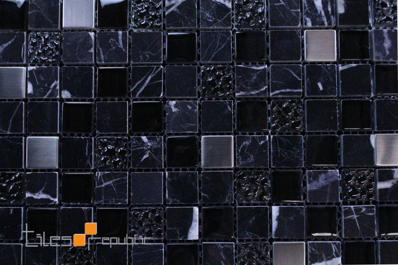 Black Marble Glass Mosaic 300x300