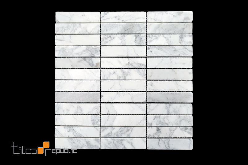 Carrara Marble Kit Kat Honed Mosaic 300x300
