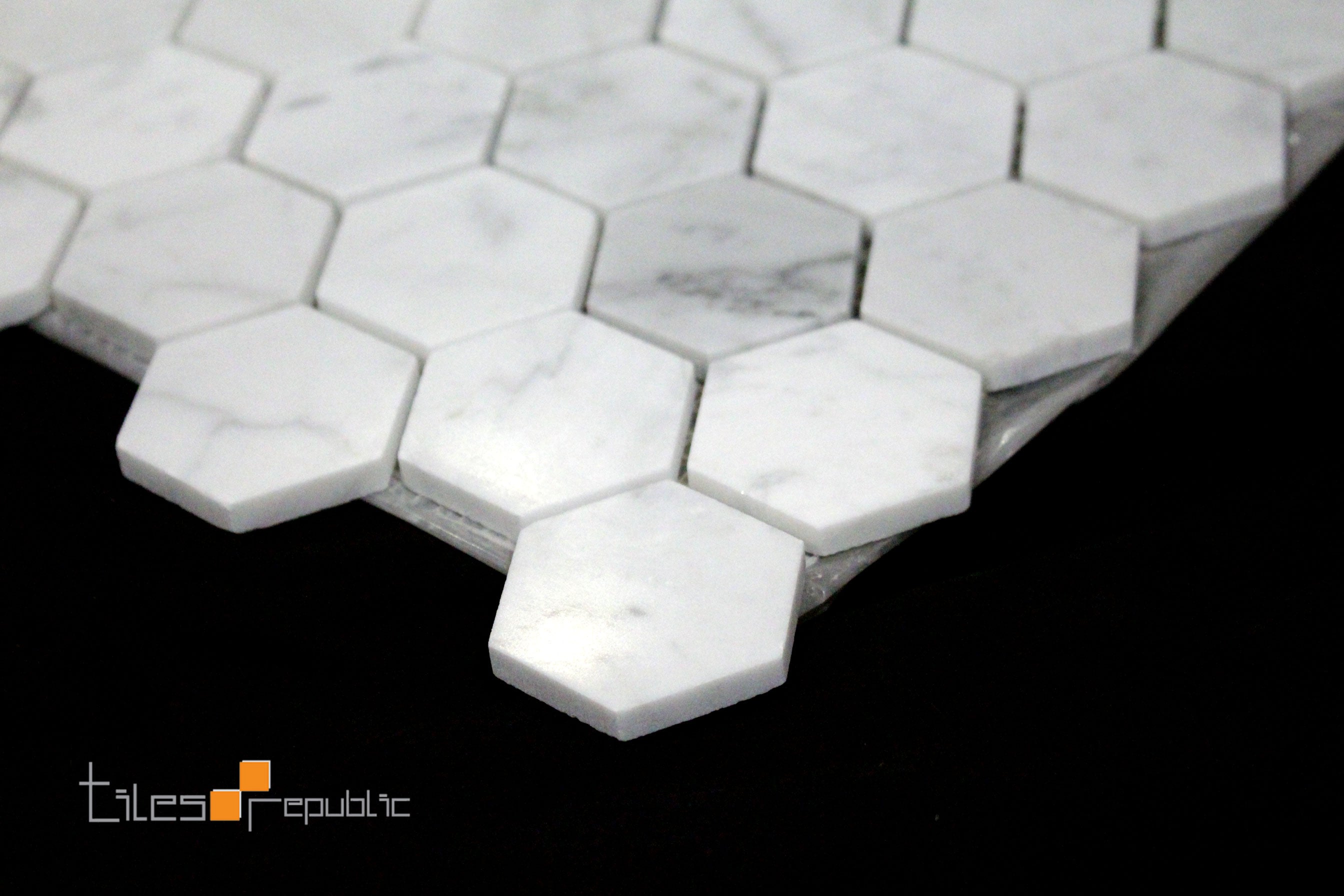 Carrara Marble Hexagon Honed Mosaic 298x310