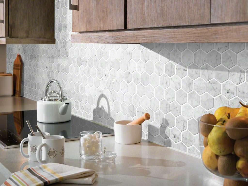 Carrara Marble Hexagon Honed Mosaic 298x310