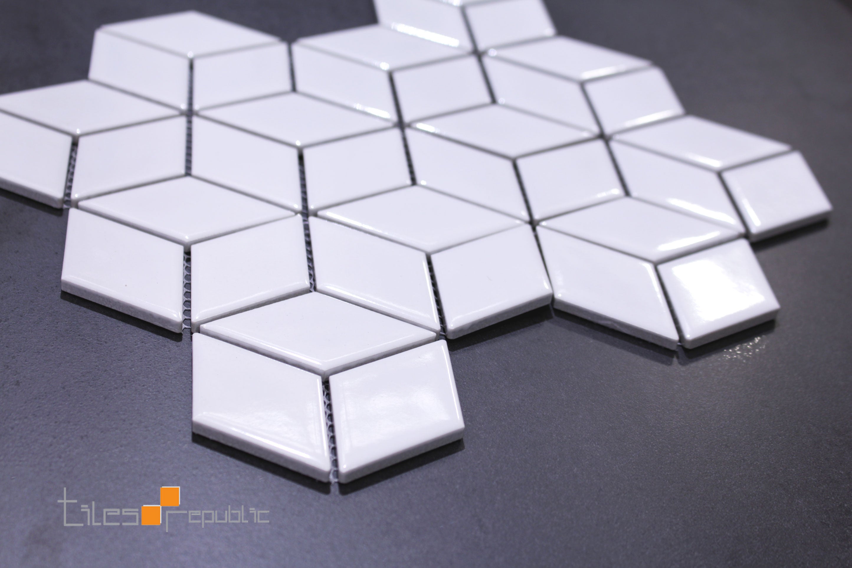 Rhomboid Diamond White Gloss Mosaic 266x305