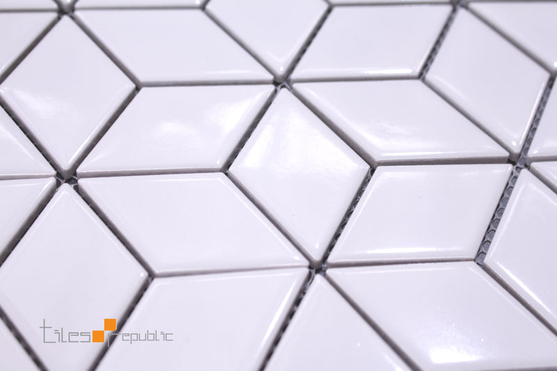 Rhomboid Diamond White Gloss Mosaic 266x305