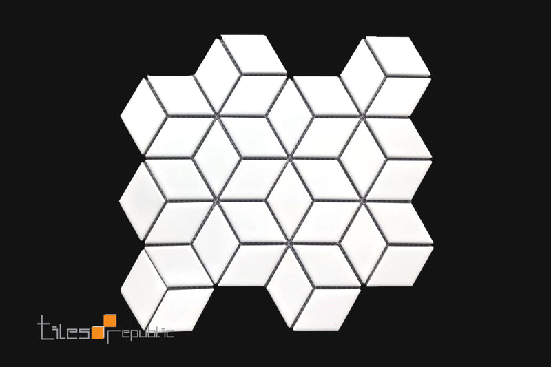 Rhomboid Diamond White Gloss Mosaic 266x305