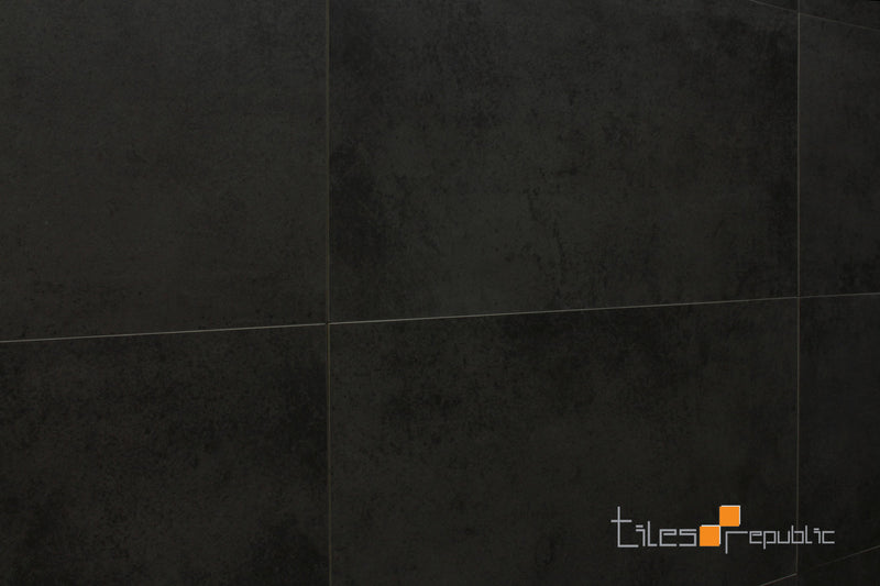 Mist Charcoal Concrete Look Tile Lappato 600x600