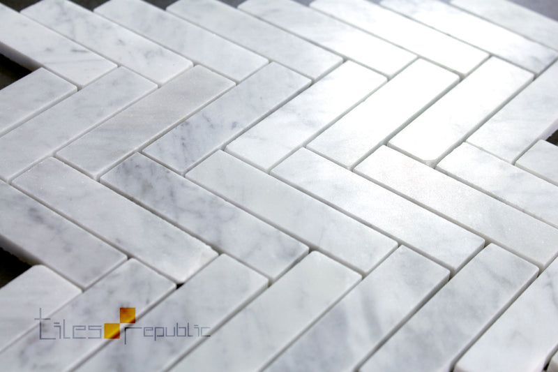 Carrara Marble Herringbone Honed Mosaic 280x280