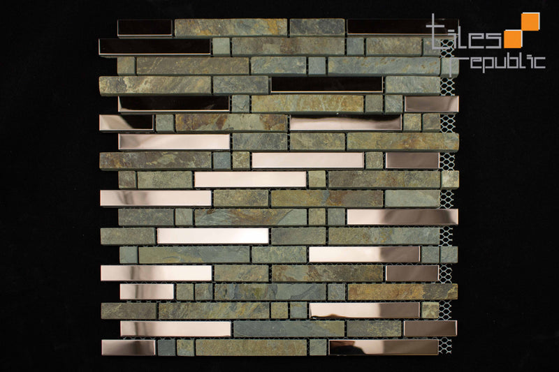 Slate Metal Brown Mosaic 300x300