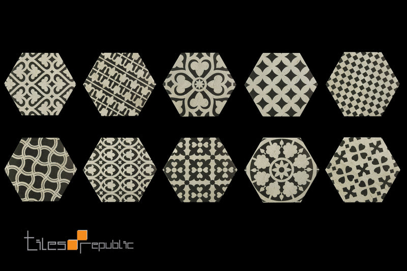 Encaustic Hexagon Monochrome Matt 200x230