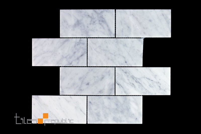 Carrara Marble Subway Honed Mosaic 302x306