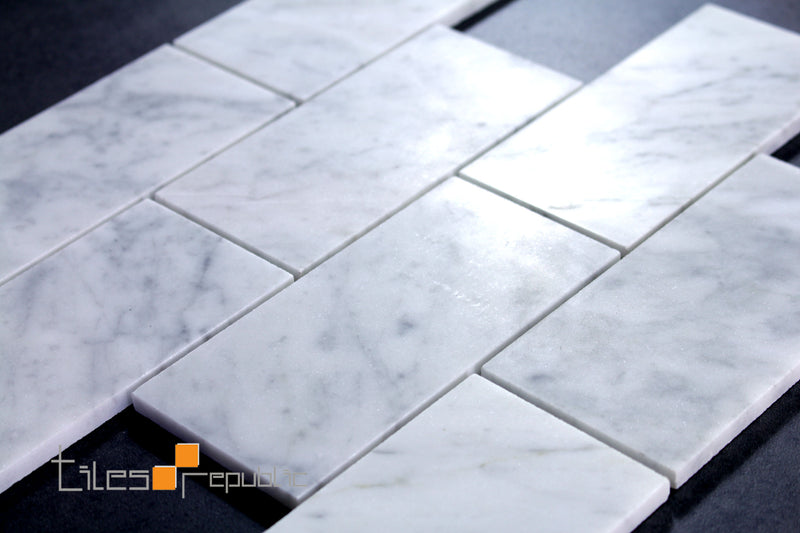 Carrara Marble Subway Honed Mosaic 302x306